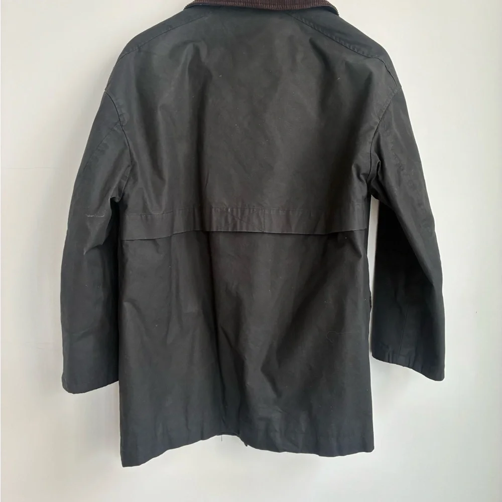 Massimo Dutti Black Utility Trench Field Jacket with Brown Corduroy Collar - Picture 4 of 5